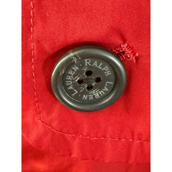 Lauren Ralph Lauren Red Trench Coat Large Double Breasted Classic Lined - Picture 5 of 11